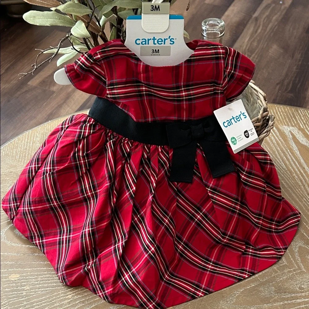 NWT! Baby Girl Carter's Red & Black Plaid Baby Holiday Dress